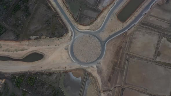 Top-down Shot Of Kuta Mandalika Roundabout In Lombok, Indonesia - orbiting drone (aerial) alt