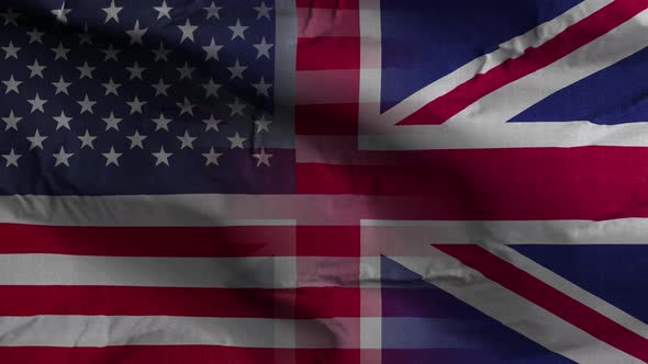 USA UK Flag Mix Textured Waving Background 4K, Motion Graphics | VideoHive