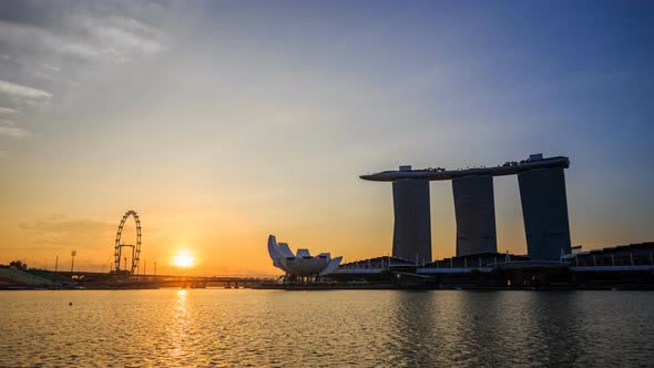 night to day Time-lapse of urban cityscape of Singapore with sunrise alt