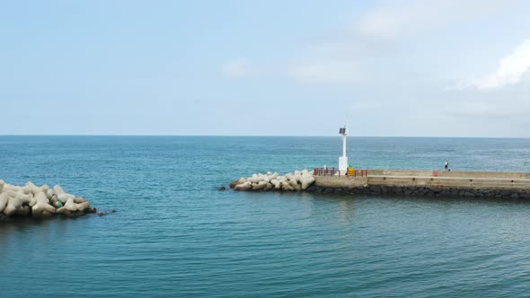 A small port in a secluded country village. Jeju Island in Korea.