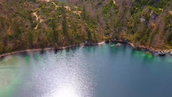 Beautiful view on an Lake in the Mountains Drone Video alt