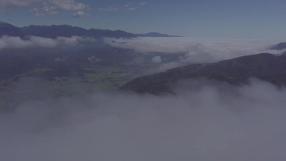 Valley covered by clouds