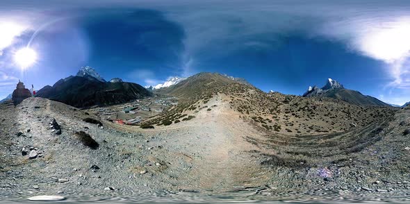 VR of Dingboche and Pheriche Village in Nepal Basic Point of Everest Base Camp Track alt