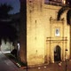 Aerial ascending nighttime extreme closeup of the towers of the Cathedral de San Gervasio in Vallado - VideoHive Item for Sale