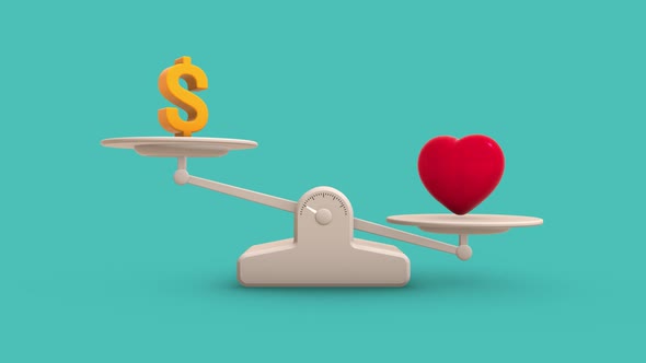 Love vs Money Balance Weighing Scale Looping Animation alt