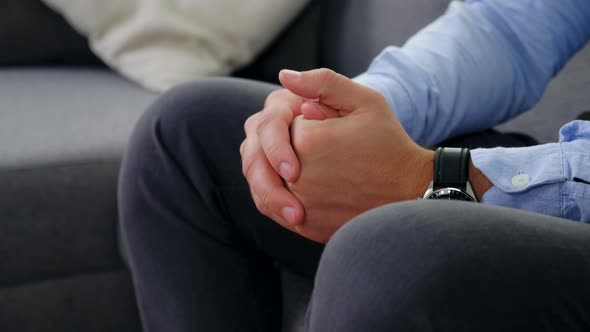 Close Up Man Moving Hands Expressing Anxiety and Nervous Strain Mental Health alt