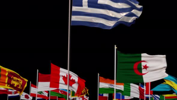 Greece Flag With World Flags In Alpha Channel