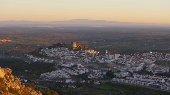 Castelo de Vide in Alentejo, Portugal from Serra de Sao Mamede mountains alt