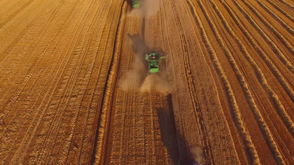 Field and Combines, Aerial View. alt
