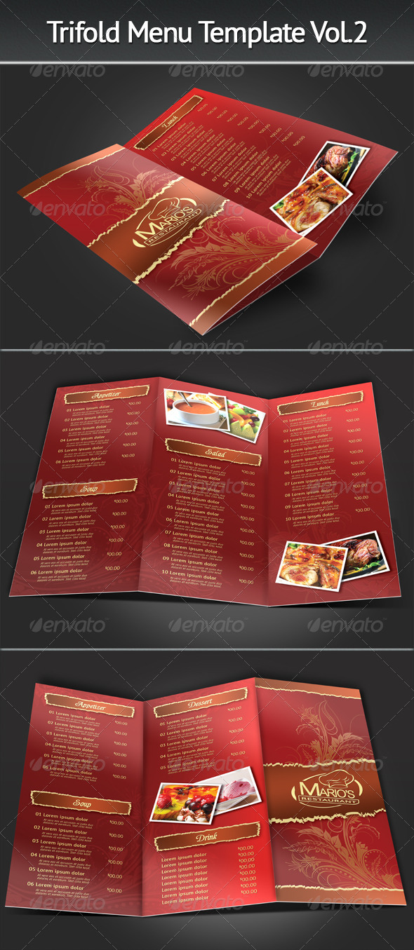 Trifold Menu Template Vol.2 - Food Menus Print Templates