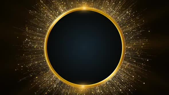 Golden Particles  Backgrounds with Circle Frame 