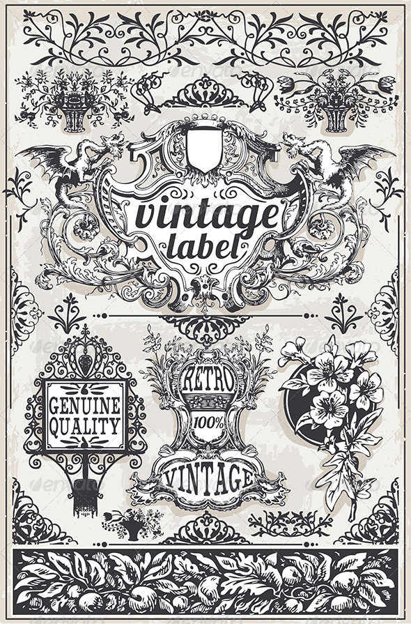 Vintage Hand Drawn Graphic Banners and Labels - Decorative Vectors