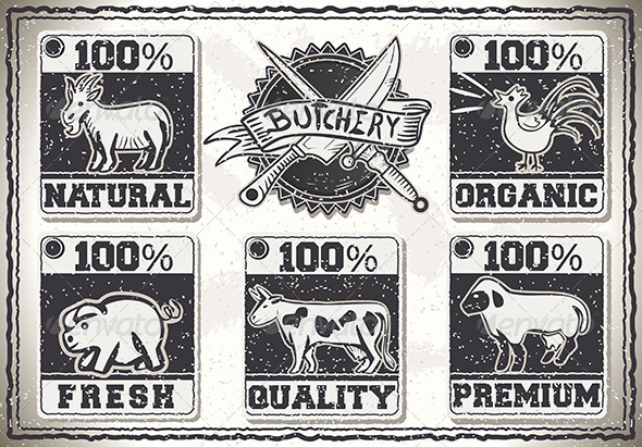 Vintage Page for Butcher Shop Labels - Food Objects