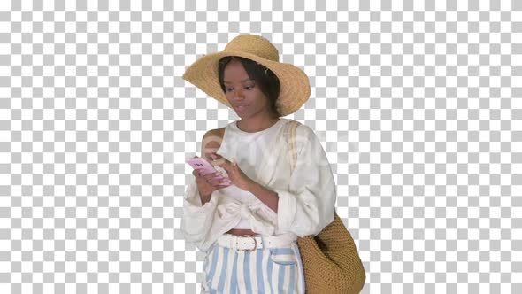 Smiling young african american woman in, Alpha Channel alt