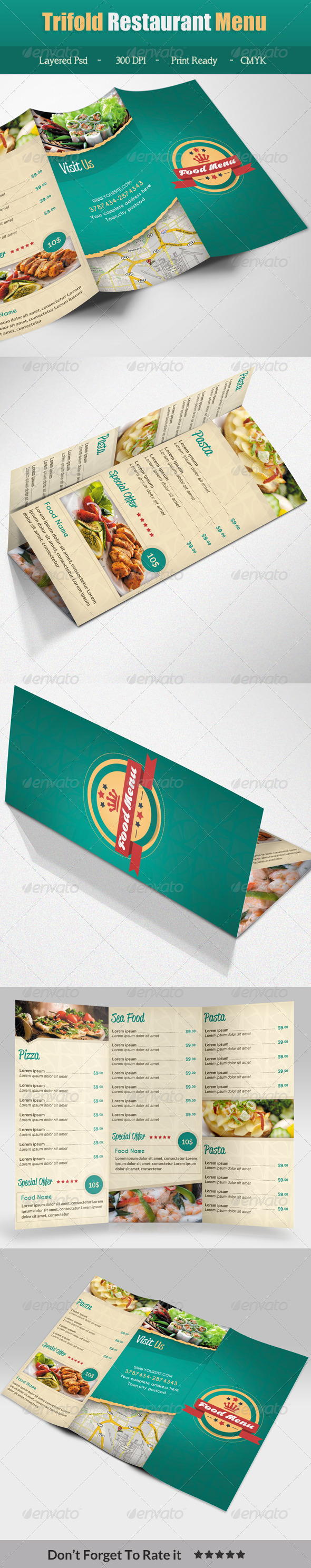 Trifold Restaurant Menu - Food Menus Print Templates