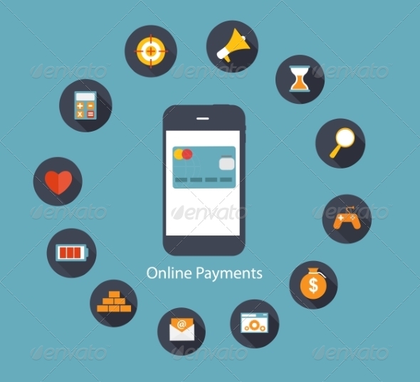 Online Payments Flat Concept Vector Illustration - Web Technology