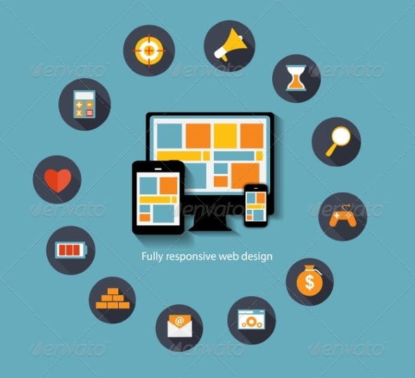 Modern Flat Icon Set for Web - Web Technology