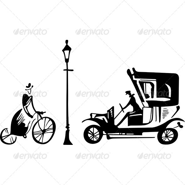 Retro Street Scene - People Characters
