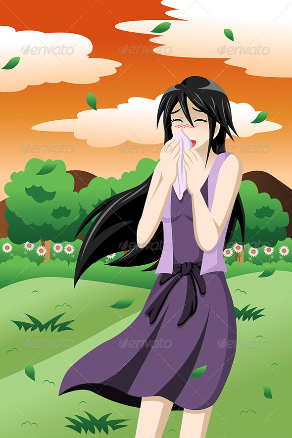Woman Having Allergies Outdoor - Health/Medicine Conceptual