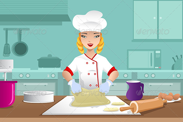 Baker Making Dough - People Characters