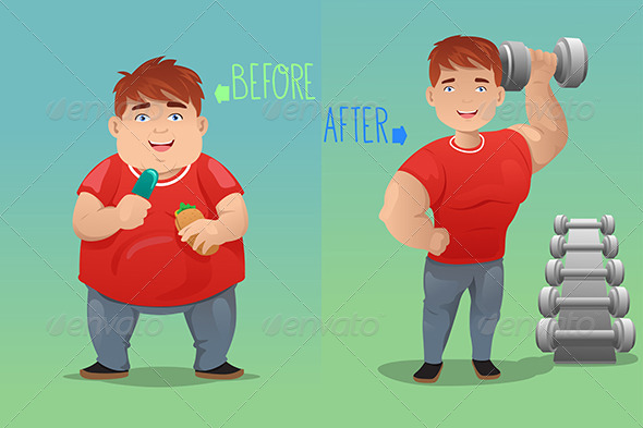 Before and After Weight Loss - Health/Medicine Conceptual