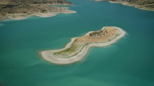Aerial View Of Sand Island On The Lake