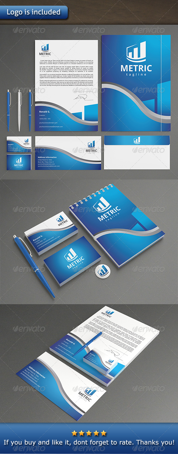 Metrics Logo Identity - Stationery Print Templates