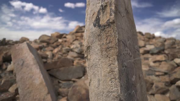 Turkic Bombogor inscription on Mound in Bayankhongor Aimag Mongolia alt