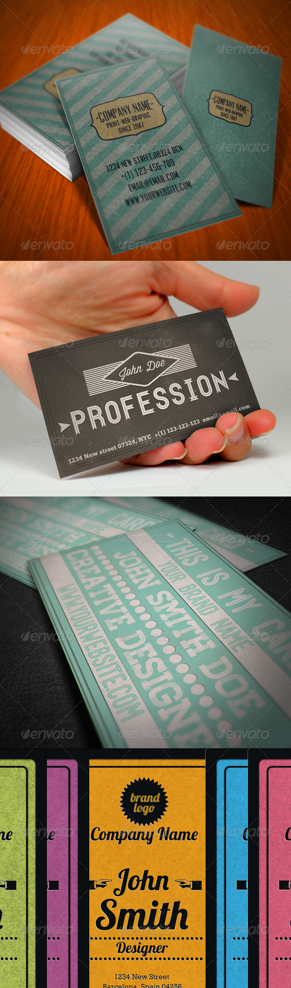 Vintage Business Card Bundle - Retro/Vintage Business Cards