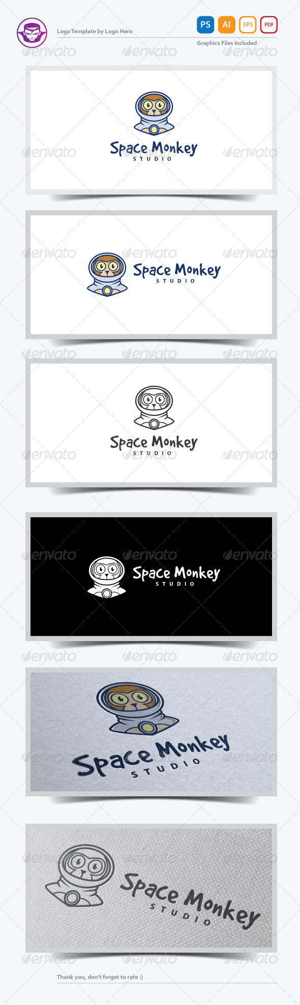 Space Monkey Logo Template - Animals Logo Templates