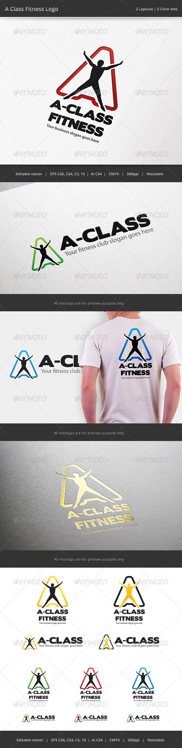 A Class Fitness Letter Logo - Humans Logo Templates