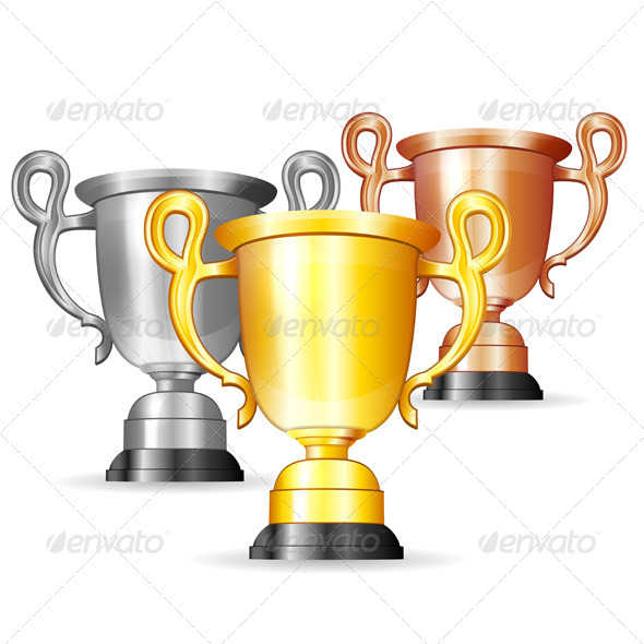 Set of Gold, Silver and Bronze Trophies - Sports/Activity Conceptual