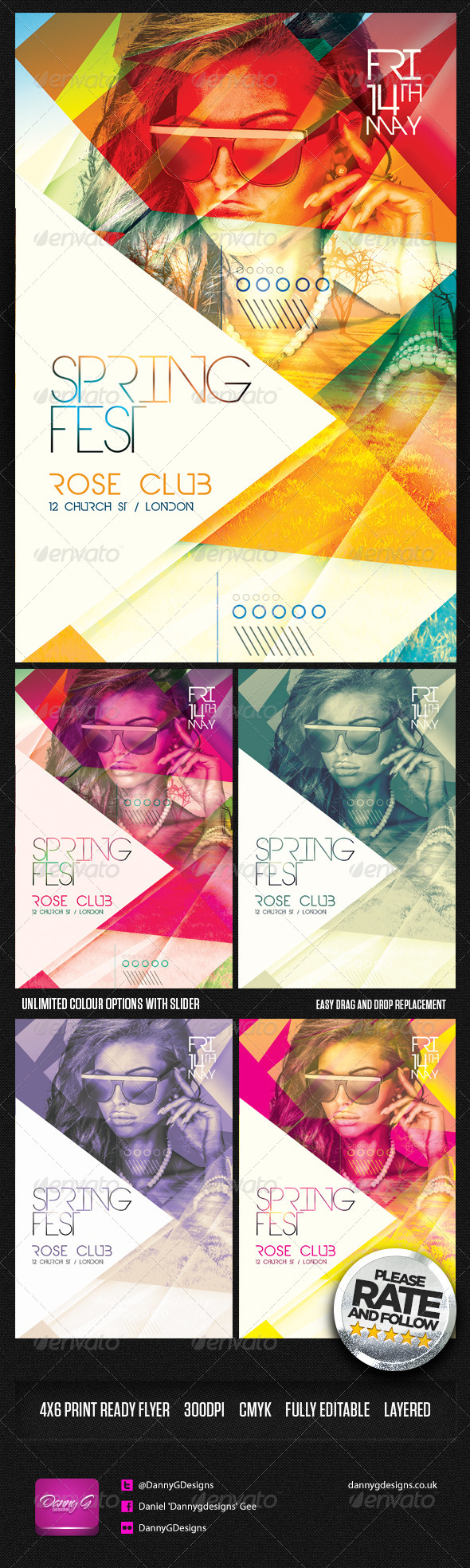 Spring Fest Flyer Template PSD - Clubs & Parties Events