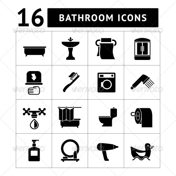 Set Icons of Bathroom and Toilet - Man-made objects Objects