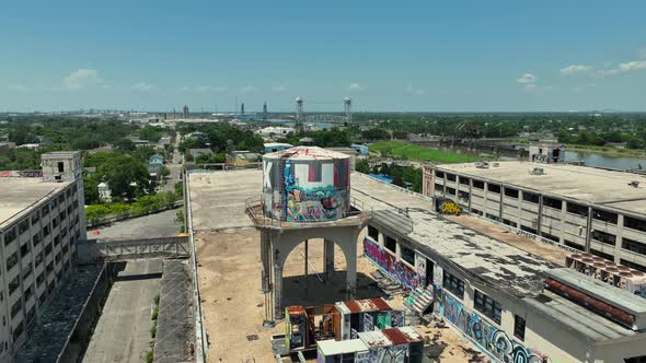 Point of view of water tower on abandoned military facility in New Orleans Tower #2 alt