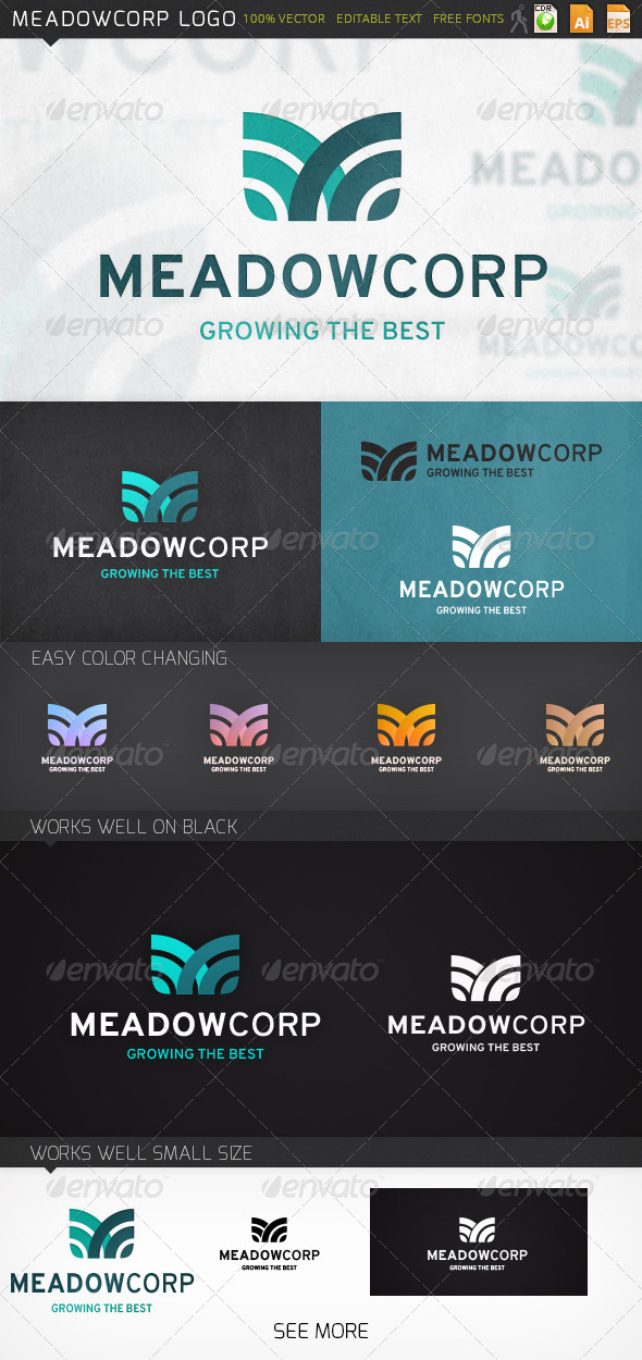 Meadowcorp Letter M Logo Template - Letters Logo Templates