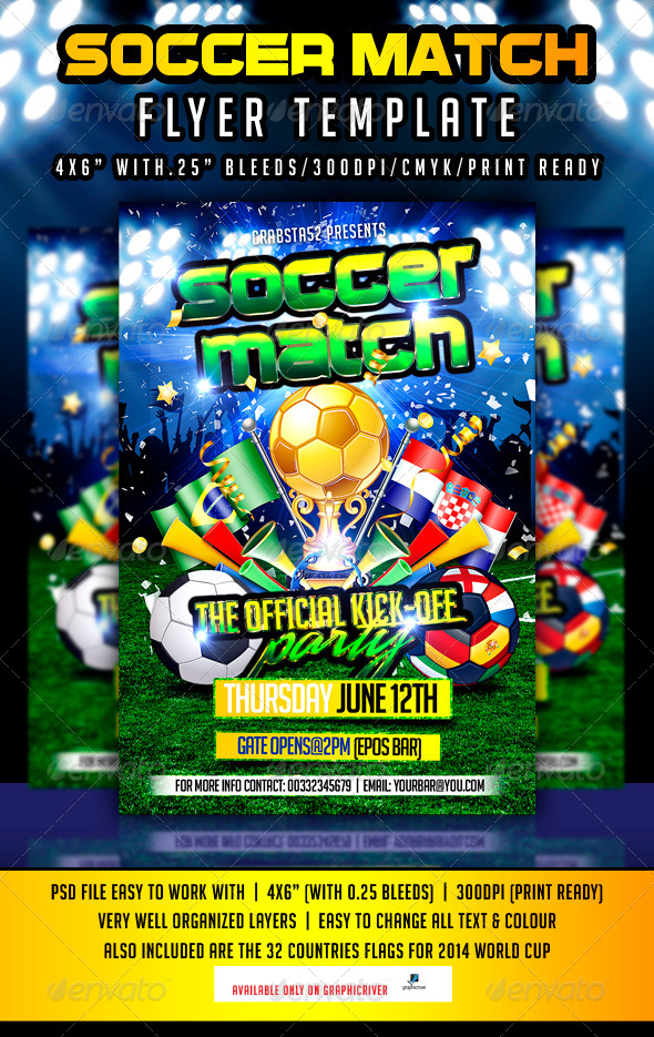 Soccer Match Flyer Template - Sports Events