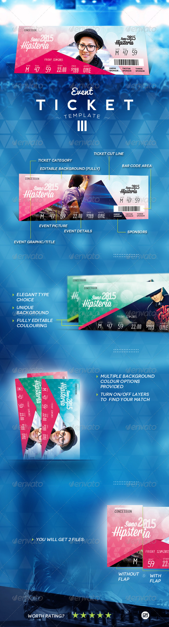 Event Ticket Template III - Miscellaneous Print Templates