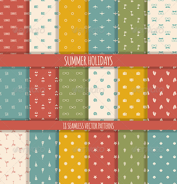 18 Summer Seamless Patterns - Patterns Decorative