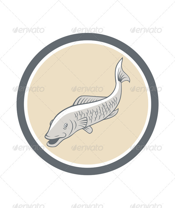 Trout Swimming Cartoon Circle - Animals Characters