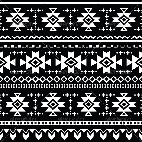 Tribal Aztec Vector Retro Seamless Pattern - Patterns Decorative