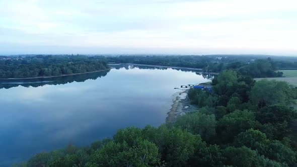 Aerial Lake In The Suburbs Of London 4k
