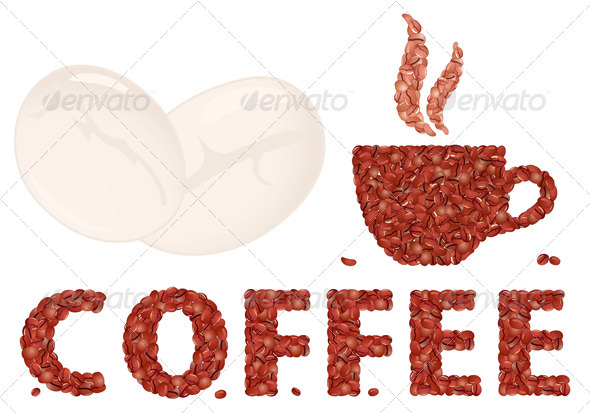 Coffee cup and Letter - Food Objects