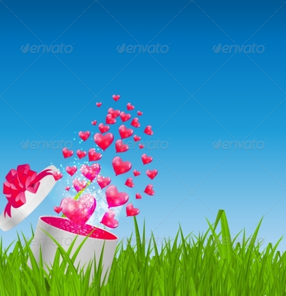 Glossy Balloons on Drass Field Vector Illustration - Landscapes Nature