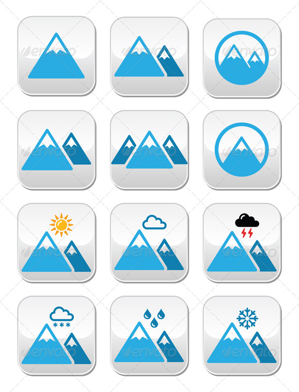 Mountain Winter Buttons Set - Nature Conceptual