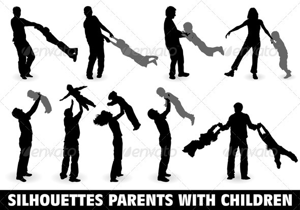 Silhouette Happy Family - People Characters