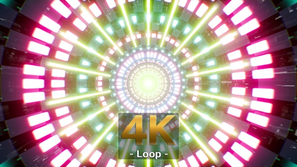 Flickering Light Green Beam in the Circle Lamp Disco Tunnel alt