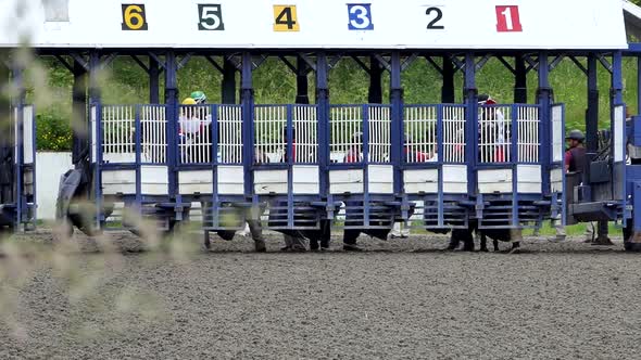 Horse Race Jockeys at Gates