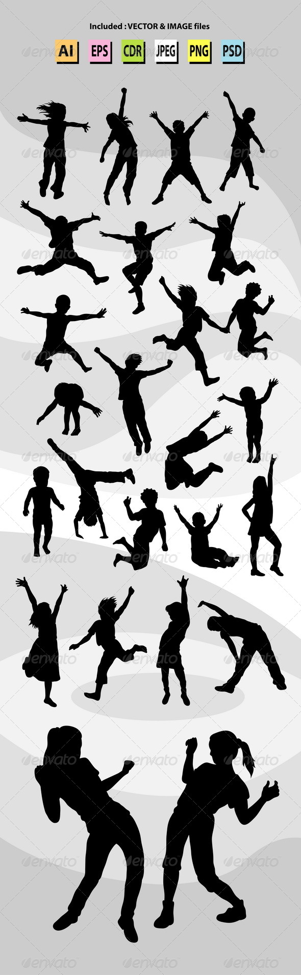 Happy Kid Silhouettes - People Characters