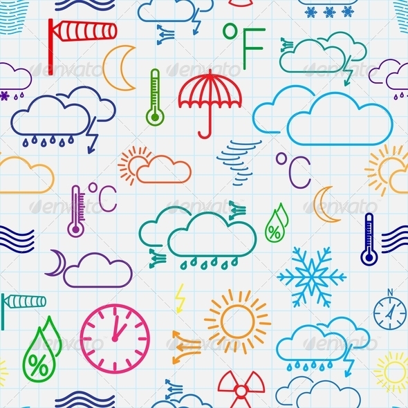 Seamless Pattern of Weather Symbols - Seasons Nature